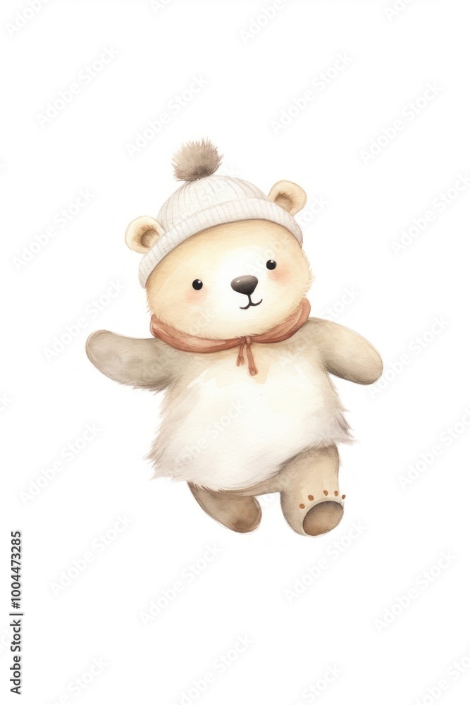 Canvas Prints Cute white bear snowman cartoon animal.