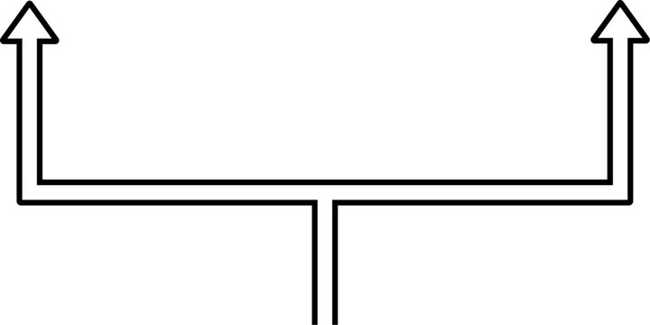 Dual branching arrow icon in linear style.