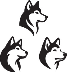 Laika dog head silhouette vector art