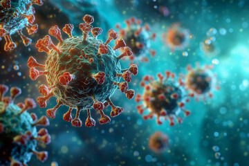 Obraz premium Electron miscrope showing a virus.