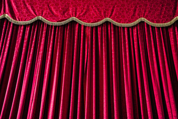 Old fashioned, elegant theater stage velvet curtains