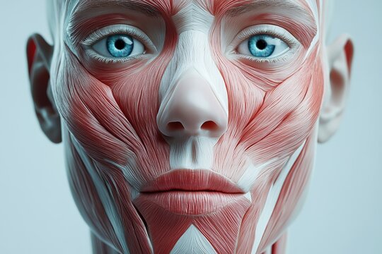 Detailed facial muscles on realistic human model