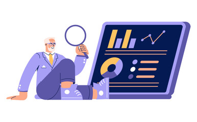 Older Businessman. Flat Vector Illustration