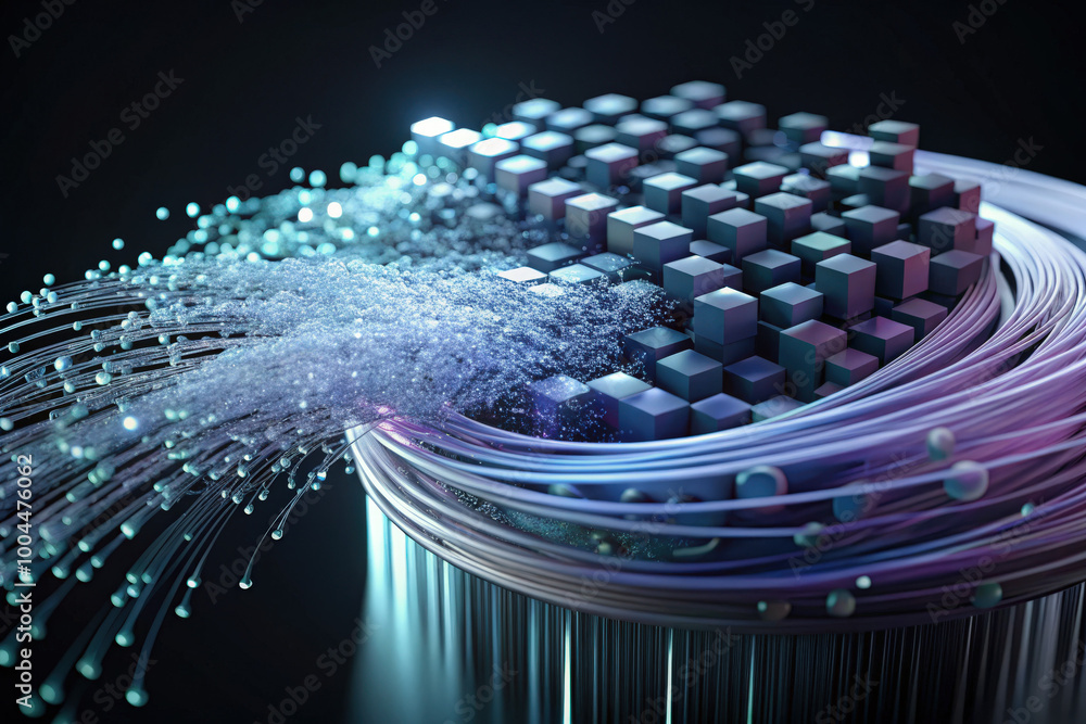 Poster a mesmerizing blend of vibrant light and geometric shapes creates a stunning visual of technology an