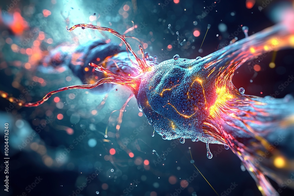 Poster dynamic neuron synapse signaling with vibrant colors