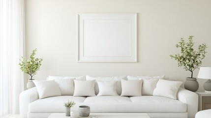 Bright Living Room with Pale Ivory Walls and Decor