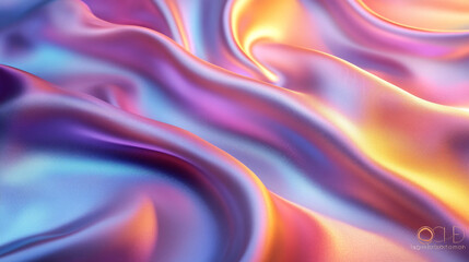 Obraz premium Soft, iridescent fabric drapes in a wave of color.