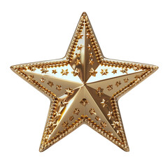 Shiny gold ten-pointed star. Realistic metal icon. Casino element. Colorful illustration. Ai generated.