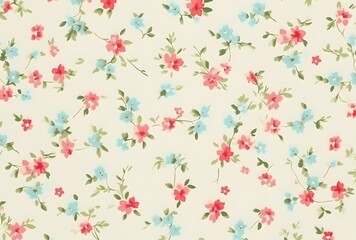 Vintage Floral Pattern on Light Green Background
