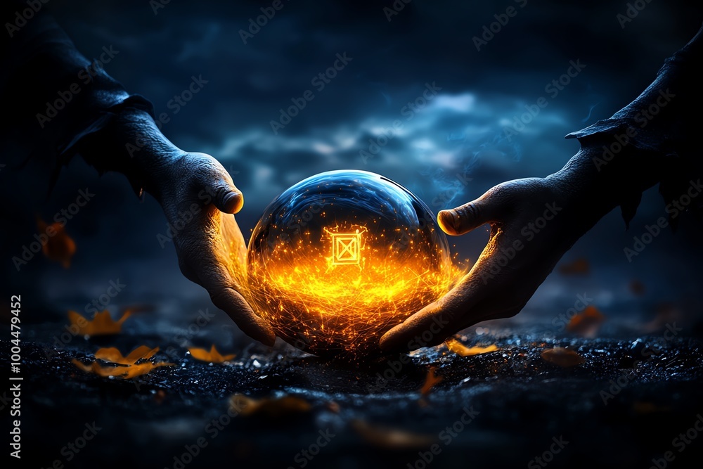 Aufkleber A wizard casting a spell to send encrypted magical messages, symbolizing anonymous and secure communication in a mystical setting