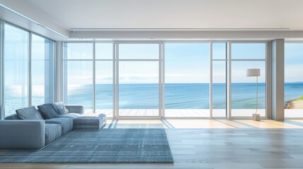 Fototapeta premium Modern Living Room with Ocean View