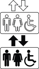 Elevator Sign Icon Outline and Black Fill Style