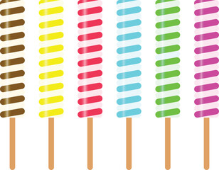 A Collection of Swirl Popsicle Which Has Six Different Colors