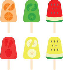 A Collection of Fruit Popsicle Which Has Six Different Designs