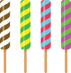 A Collection of Swirl Popsicle Which Has Four Different Designs
