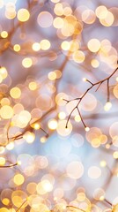 Abstract bokeh lights create dreamy atmosphere background.