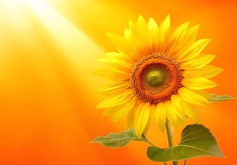 Obraz premium Close-Up Sunflower with Sun Rays