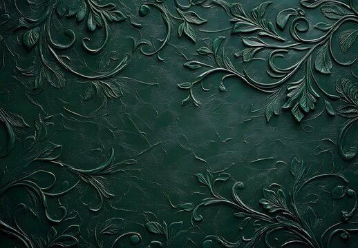 Fototapeta Elegant Green Floral Pattern Background