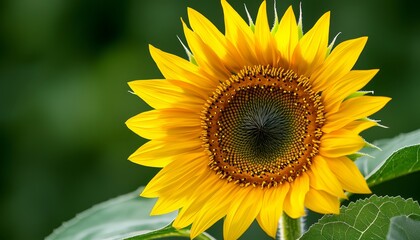 Obraz premium A sunflower turning its face toward the sun, with its leaves rustling in the light breeze.