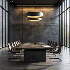  una sala de reuniones profesional con una mesa grande y sillas, ideal para documentos corporativos