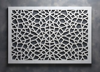 White Islamic Geometric Pattern Laser Cut On Concrete Wall