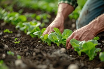 Farmer Planting Crops in Rich Soil
