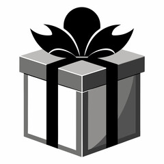 Christmas Silver Gift Box Black silhouette