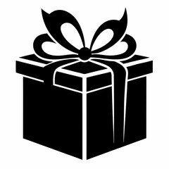 Christmas Silver Gift Box Black silhouette