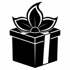 Christmas Silver Gift Box Black silhouette