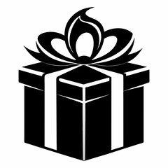 Christmas Silver Gift Box Black silhouette