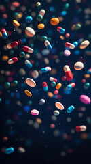 Naklejka premium Pills floating in the background