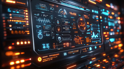 Fototapeta premium high tech control panel with complex data visualizations