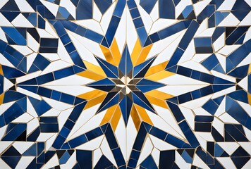 Moroccan Tile Pattern With Blue, White, And Yellow Colors