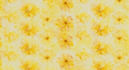 Subtle yellow petals airy watercolor backdrop in endless repeating style