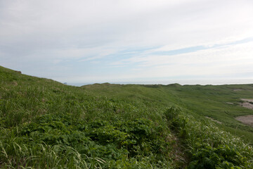 Russia Commander Islands landscape on a cloudy summer day