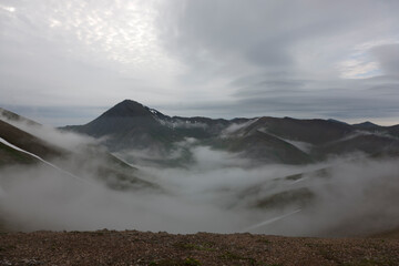 Russia Commander Islands landscape on a cloudy summer day