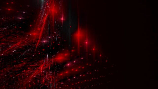 futuristisches symmetrisches Netzwerk aus hellen roten Lichtern, Datentransfer, Technologie, Informationsfluss, Wissenschaft, digital, Muster
