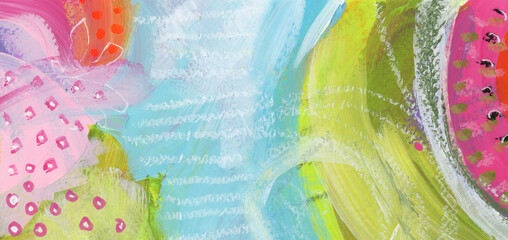 Art Watercolor and Acrylic smear blot painting with pencil, oil pastel line scribble elements. Abstract texture color brushstroke stain background.