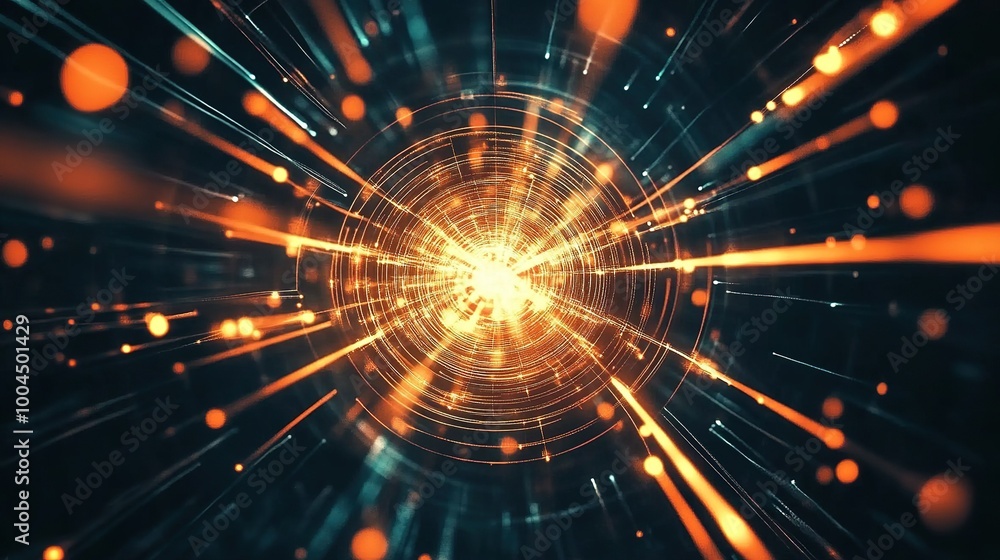 Aufkleber dynamic burst of light and energy radiating from a central point in a cosmic and futuristic backgrou