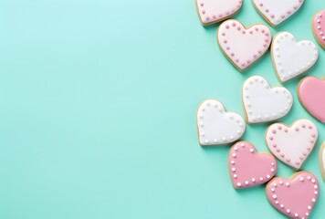 Valentine's Day Heart Cookies Pastel Background