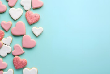 Pink & White Heart Cookies Valentine's Day Background