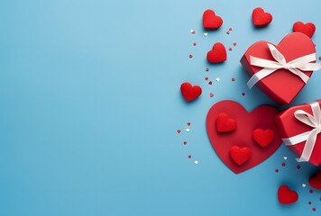 Romantic Valentine's Day Background with Hearts and Gift Box