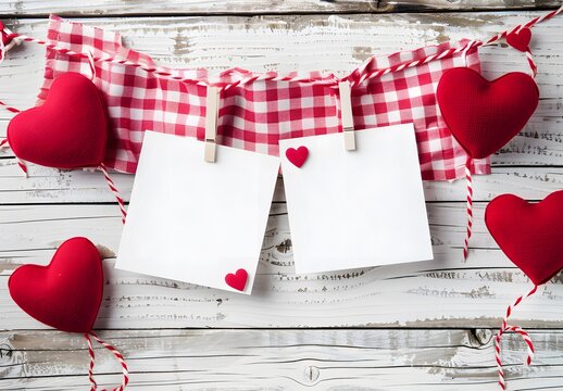Valentine's Day Blank Card Wooden Wall Background