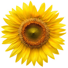 Close-up of a Sunflower with Black Background.on transparent, white background, isolate PNG