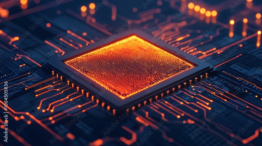 Aufkleber glowing microchip on circuit board background