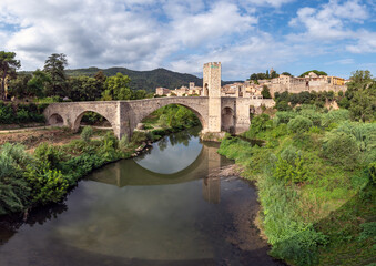 Picturesque medieval town of Besalú. Girona, Costa Brava. Catalonia. Spain