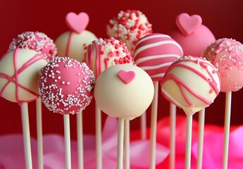 Pink and White Valentine's Day Cake Pops