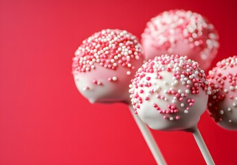 Valentine's Day Cake Pops with Pink and White Sprinkles