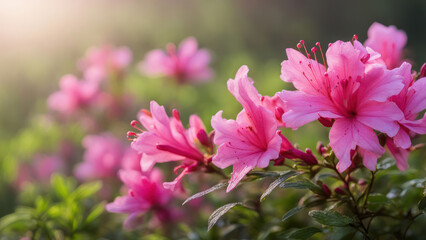 realistic illustration of a pink azalea flowers