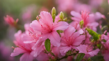 Obraz premium realistic illustration of a pink azalea flowers